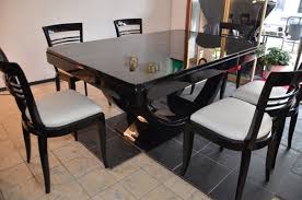 Discover wooden dining chairs in black, white or grey to achieve a contemporary shop designer leather dining room chairs for sale at affordable prices in australia. Art Deco Piano Black Dining Table Chairs Set 1930s For Sale At Pamono