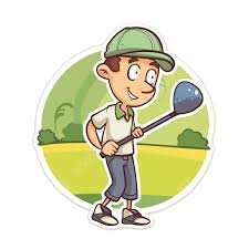 cartoon boy playing golf holding golf
