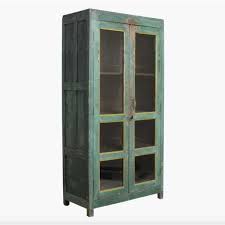Painted Antique Cabinet With Glass Doors