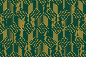 gold green geometric lines wallpaper