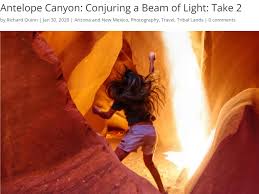 antelope canyon conjuring a beam of
