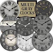 Multi Gray Clocks Large Wall Clock