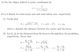 For The Ellipse Defined In Polar
