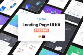 Bunch of components and layouts. Vapp Free Landing Page Ui Kit Free Templates Ux Ui Kits Pixelify Net