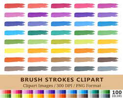 100 Brush Stroke Clipart Watercolor