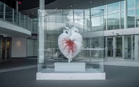 A White Heart Sculpture In A Glass Case