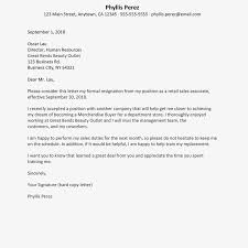 Retail Job Resignation Letter Sample