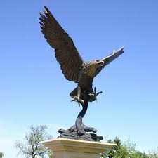 bronze eagle garden statue