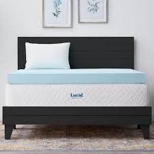 Lucid Comfort Collection 4 Inch Gel And Aloe Infused Memory Foam Topper Queen Blue
