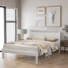 Looking for ideas for a contemporary bedroom update? Queen Bed Frame No Box Spring Needed 2021 Upgraded Solid Wood Platform Bed Frame With Headboard Strong Wooden Slats Queen Bed Frames For Kids Queen Bed Frames For Adults White W7446