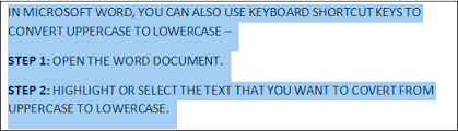 to lowercase in microsoft word doent