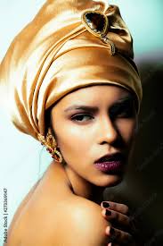 beauty african woman in shawl on head