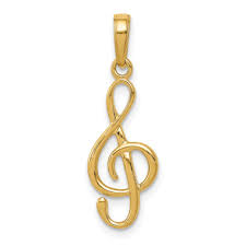 10k yellow gold treble clef pendant
