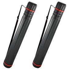 Mygift Set Of 2 Heavy Duty Black Telescoping Document Carrying Tubes W Adjustable Straps