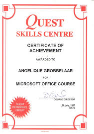 Quest Skills Centre Certificate Of Achievement Microsoft