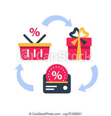 Loyalty card, incentive program vector icon set, earn bonus points for  purchase, discount coupon, cash back, redeem gift, | CanStock