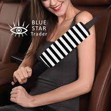 Stripes Car Seat Belt Covers Black And