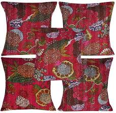 set of 5 fl kantha cushion covers