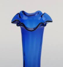 20th century blue art glass vases set