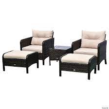 Outsunny 5 Pieces Rattan Wicker Lounge
