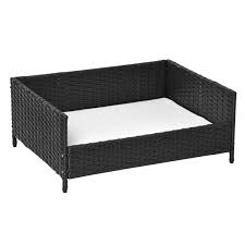 Pawhut Rattan Pet Bed Raised Wicker Dog