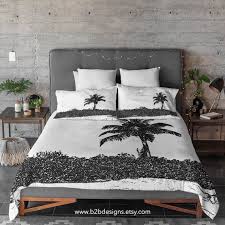 palm tree black and white duvet cover