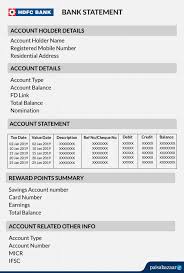 hdfc bank statement format view