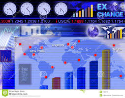 Foreign Currency Exchange Market Scene Stock Illustration