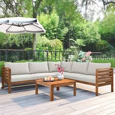 Wood Outdoor Sofa Sectional Set With