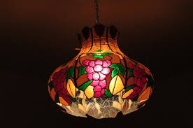 antique stained glass ceiling lamp from