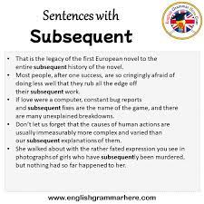english sentences for subsequent