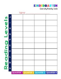 Kindergarten Reading Goal Tracking Chart Fountas And Pinnell Levels
