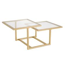 Two Tier Glass Top Gold Coffee Table