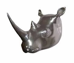 Polished Metal Rhinoceros Head Wall