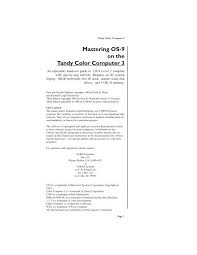 Mastering Os 9 On The Tandy Color Computer 3 Pdf Trs 80