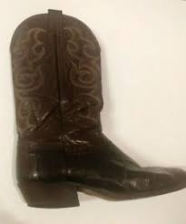 Details About Nocona Cowboy Boots Mens Size 10 D Brown Lizard Bottom Leather Top