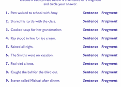 Complete Sentences Vs Fragments Worksheets Education Com