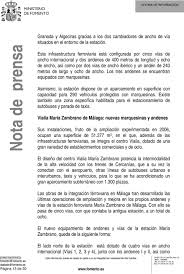 Nota de prensa. El acto contó con la presencia de la Ministra de Fomento,  Magdalena Álvarez - PDF Free Download