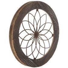 Brown Round Wire Wood Wall Decor