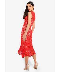 lipsy vip red lace contrast flippy