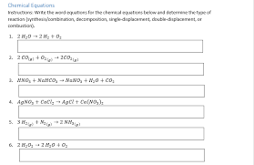 Solved Chemical Equations Instructions