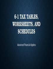 6 1 tax tables worksheets and schedules