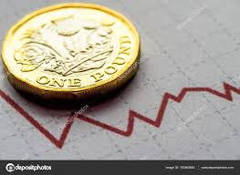 New British One Pound Sterling Coin Chart Rate Stock Photo