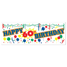 sign banner plastic happy 60th birthday