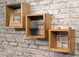Set Of 3 Solid Mango Wood Wall Shelves