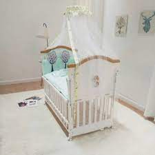 Nursery White Color Wooden Baby Cradle