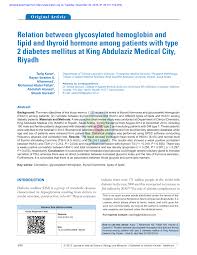 Pdf Relation Between Glycosylated Hemoglobin And Lipid And
