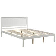 w queen white platform bed frame