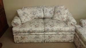 Slipcovered camelback sofa in a soft super comfy ivory material. Ethan Allen Floral Loveseat Delmarva Furniture Consignment