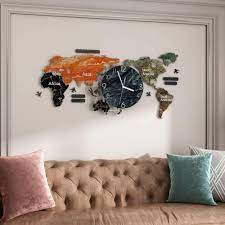 Large Decorative World Map Wall Clock